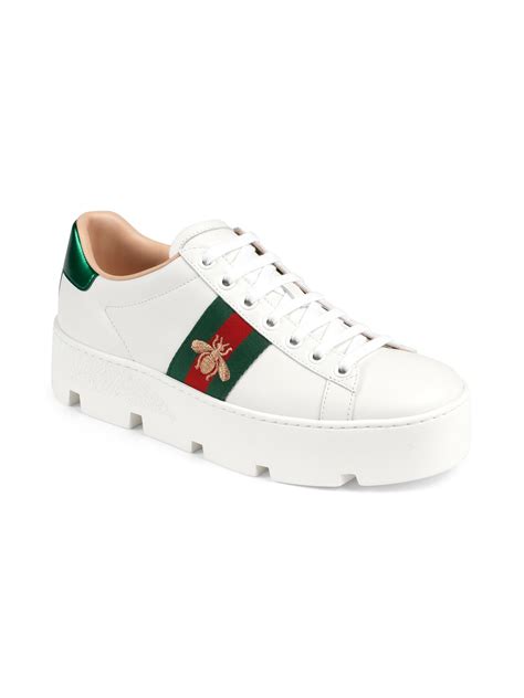 gucci bee sneakers streetstyle|Gucci new ace platform sneakers.